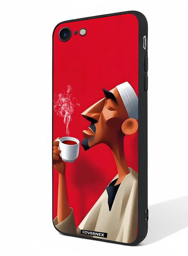 Covernex Apple iPhone 7 Protective Case Cover Printed Featuring Abstract Artistic Man Savouring Morning Coffee - Image 1