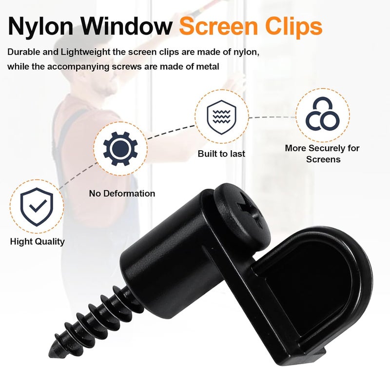 Batator 3/8 Inch Window Screen Clip with Screws, Storm Door Clips for Glass and Screen, Screen Door Clips to Hold Screen, Screen Retainer Clips for Storm Panels, Window Screen Fasteners (12 Pack) - Image 4