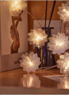 بيوينتي سلسلة أضواء LED لغرفة النوم، سلسلة أضواء داخلية وخارجية، سلسلة أضواء LED مزخرفة، أضواء زخرفية لرمضان، إضاءة رمضان، زهرة مزدوجة الطبقة 1.5 متر، 10 أضواء - نوع USB إضاءة ثابتة، إضاءة للمناسبات وسلسلة  - Image 2