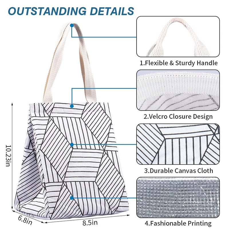 iknoe Insulated Lunch Bag for Women & Adults, 9L Foldable Wide-Open Cooler Bag with Pockets, Leakproof & Portable, for Picnic, Office, Beach(White diamond) - Image 4
