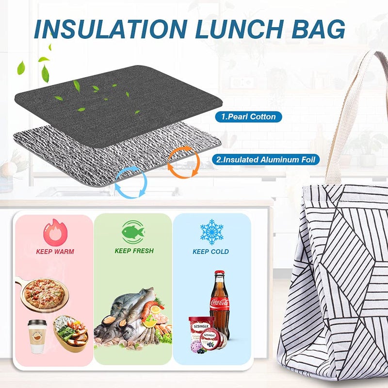 iknoe Insulated Lunch Bag for Women & Adults, 9L Foldable Wide-Open Cooler Bag with Pockets, Leakproof & Portable, for Picnic, Office, Beach(White diamond) - Image 2