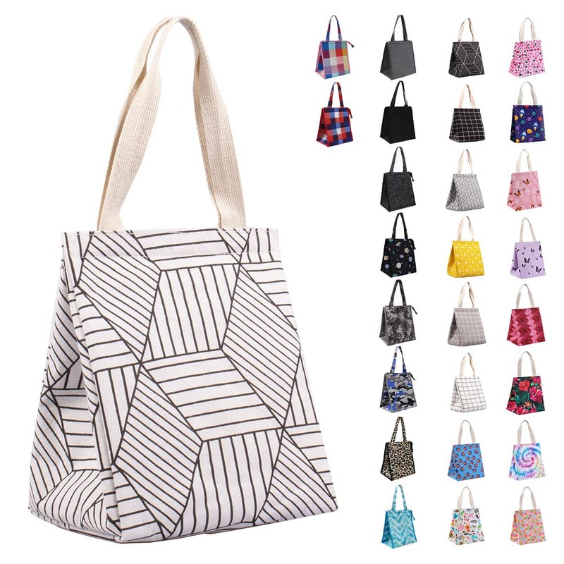 iknoe Insulated Lunch Bag for Women & Adults, 9L Foldable Wide-Open Cooler Bag with Pockets, Leakproof & Portable, for Picnic, Office, Beach(White diamond) - Image 1