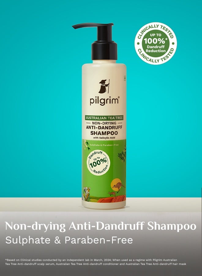 بيلجريم شامبو شجرة الشاي الأسترالية غير المجفف المضاد للقشرة 200 مل يزيل القشرة من المصدر ويساعد في علاج الحكة والتهيج وشعر ناعم وقوي للرجال والنساء - Image 2
