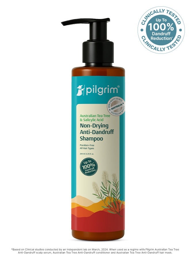 PILGRIM Australian Tea Tree Non Drying Anti Dandruff Shampoo 200 Ml Removes Dandruff From Source Helps With Itching Irritation Strong Smooth Hair For Men And Women - Image 1