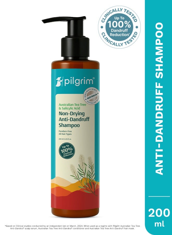 PILGRIM Australian Tea Tree Non Drying Anti Dandruff Shampoo 200 Ml Removes Dandruff From Source Helps With Itching Irritation Strong Smooth Hair For Men And Women - Image 2