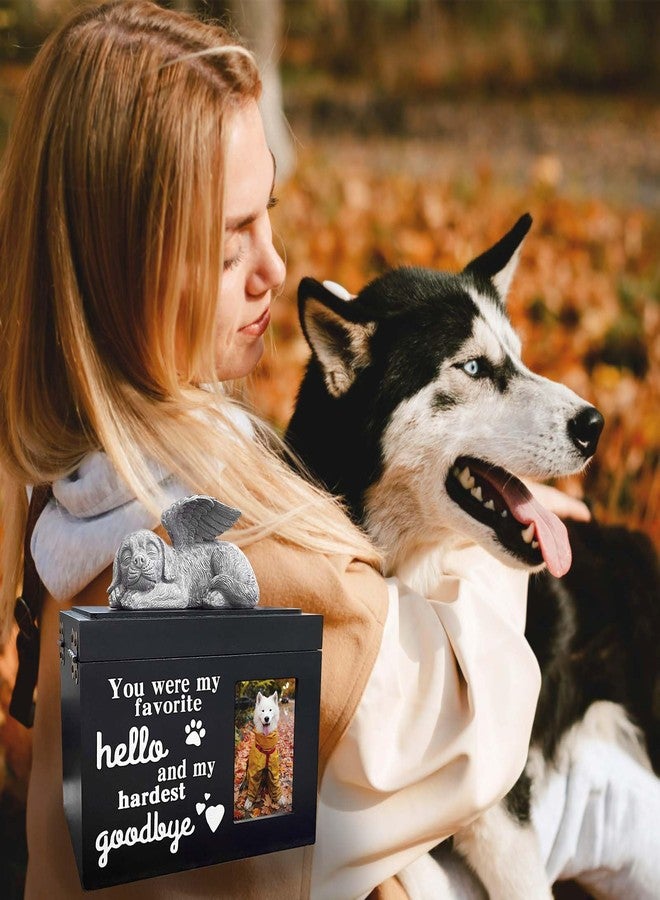 Atigrado Pet Urns for Dogs Up to 100 lbs, Premium Wooden Dog Urn for Ashes with Memorial Photo Frame and Resin Statue, Pet Urn Sympathy Gift for Both Large Midium Golden Retriever, Labrador, Shepherd - Image 2