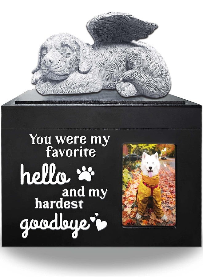 Atigrado Pet Urns for Dogs Up to 100 lbs, Premium Wooden Dog Urn for Ashes with Memorial Photo Frame and Resin Statue, Pet Urn Sympathy Gift for Both Large Midium Golden Retriever, Labrador, Shepherd - Image 1
