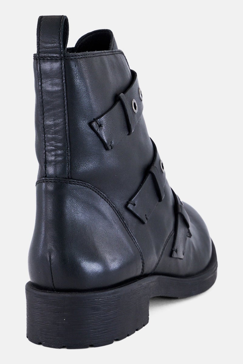 GEOX Women Zipper Up Ankle Boots, Black - Image 3