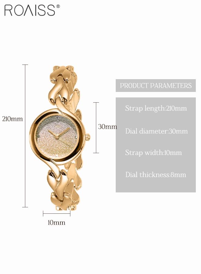 roaiss Women's Bracelet Quartz Watch, Analog Display Round Gradient Gold Dial Watch, Waterproof Elegant Watch as Gift for Women  - Image 3