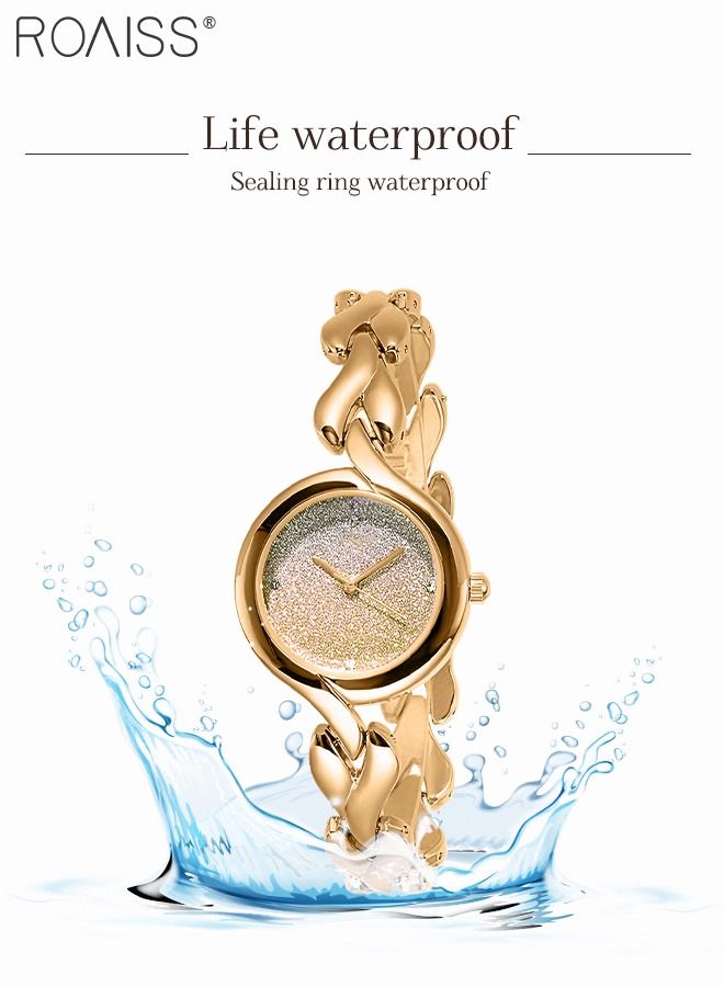 roaiss Women's Bracelet Quartz Watch, Analog Display Round Gradient Gold Dial Watch, Waterproof Elegant Watch as Gift for Women  - Image 4