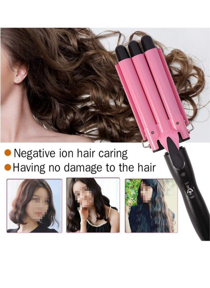 Generic - Ceramic Hair Curler Triple Barrel Curling Iron Professional Hair Tools Styler 25mm Big Wave Hair Waver Roller Curling Wand - Image 1