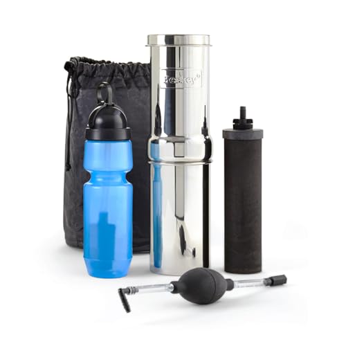 Berkey Go Water Filter Kit with 1 Qt Berkey Gravity Fed Water Filter System Sport Bottle and Black Primer - Image 1