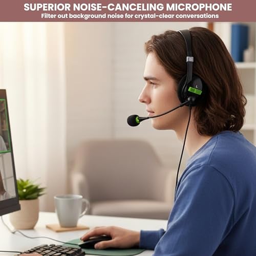 BigPassport Wired USB Headset with Noise Cancelling Microphone | HD Audio & All-Day Comfort for Online Meetings & Office Calls | USB Headphones for PC & Laptop | Model: Pro-Tech 440 (Black) - Image 3