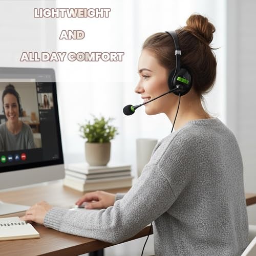 BigPassport Wired USB Headset with Noise Cancelling Microphone | HD Audio & All-Day Comfort for Online Meetings & Office Calls | USB Headphones for PC & Laptop | Model: Pro-Tech 440 (Black) - Image 4