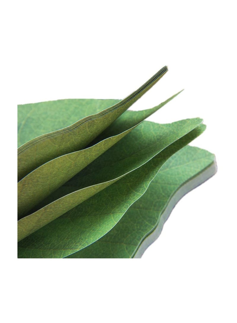 SOLARAE Beautiful Green Leaf-Shaped Sticky Notes Stickers - 8 Packs of Removable Self-Stick Scratch Pads for Recording and DIY Projects, Perfect for Notepads and Organization. - Image 2