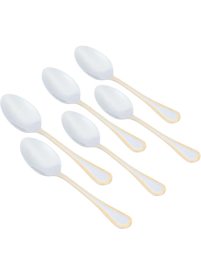 السيف غاليري مجموعة ملاعق فولاذية محفورة، 6 قطع، فضية - Image 1