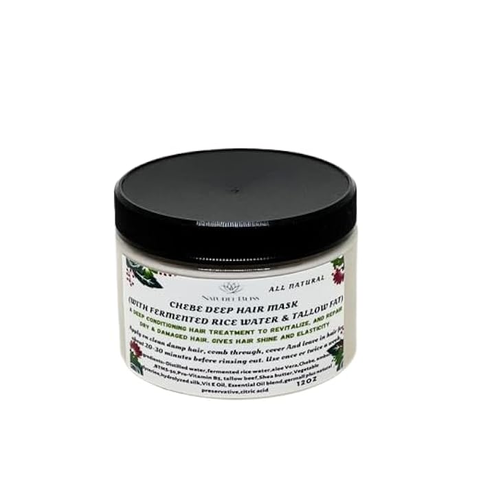 Croton Zambesicus & Tallow Deep Conditioner| Hair Mask with Fermented Rice Water|For dry, damaged Hair (12 oz) - Image 1