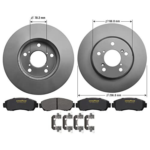 Goodyear Brakes PRK59789F | Front Truck & SUV Brake Kit with Pair (2) of AntiOx Coated Brake Rotors and Carbon-Ceramic Brake Pads fits Honda Odyssey 10-05 - Image 2