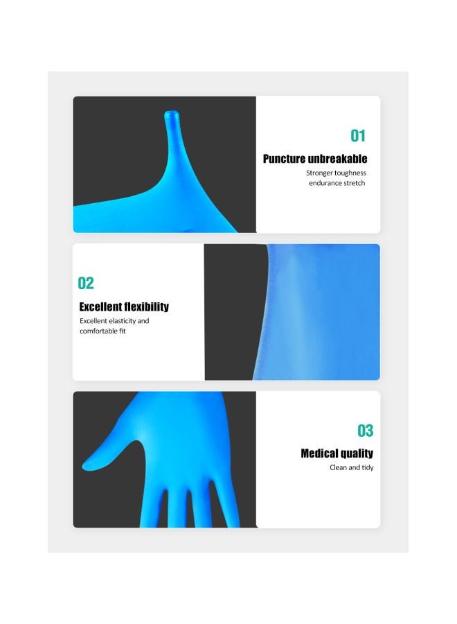 100-Piece Disposable Nitrile Gloves Blue 24cm - Image 3