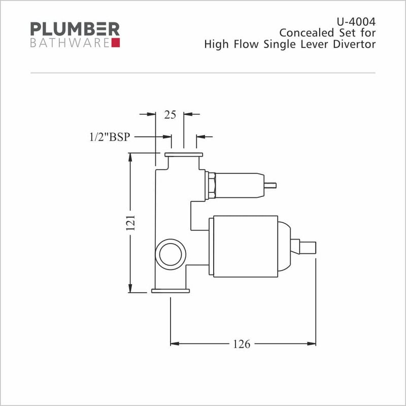 Plumber Bathware Concealed Set for High Flow Single Lever Divertor Body - Image 2