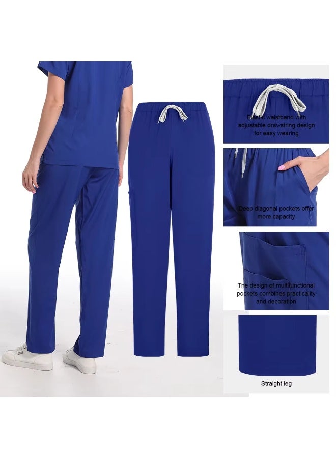Loquat Womens Medical Scrubs Single Top Medical Uniform Single Printed Top Navy Blue - Image 3