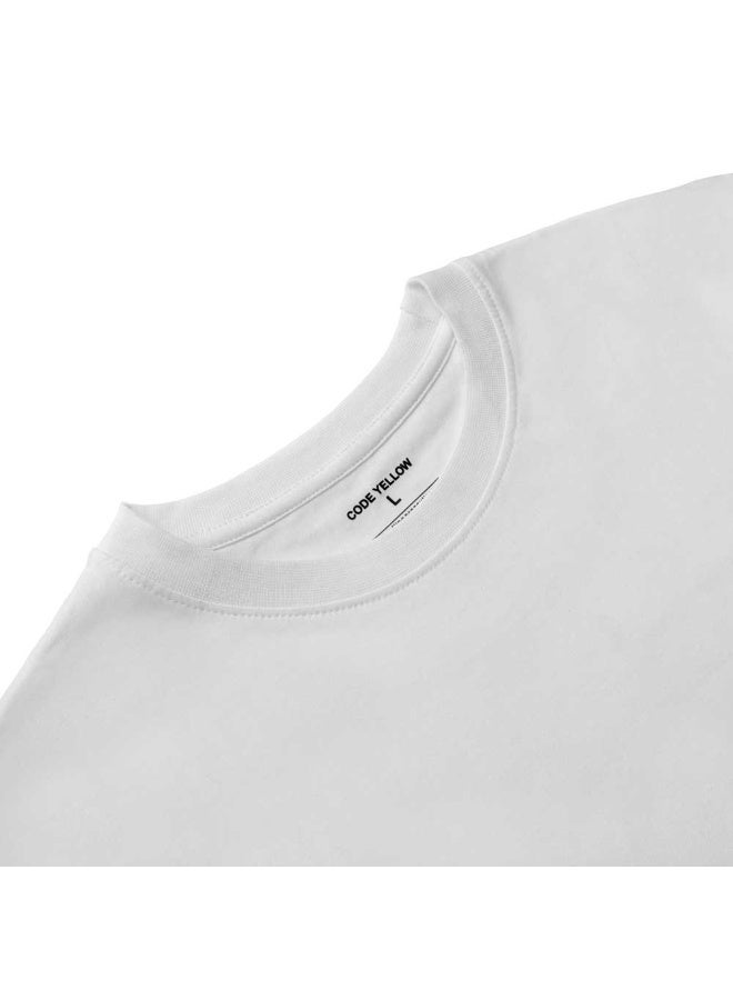 Code Yellow 100% Cotton Bio Wash Half Sleeve Round Neck White T-Shirt - Image 2