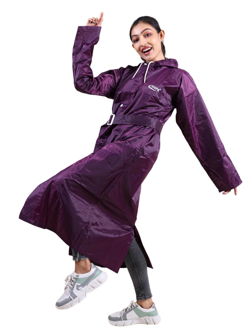 Rupa Women Plain Waterproof Rain Coat in Polyester fabric with Adjustable Hood & Flap-Covered Zip - Image 5