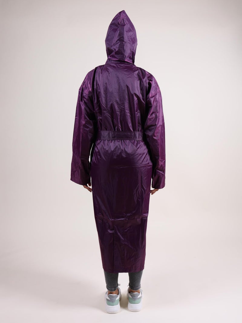 Rupa Women Plain Waterproof Rain Coat in Polyester fabric with Adjustable Hood & Flap-Covered Zip - Image 4