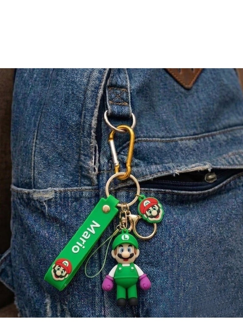 Mario Character PVC Keychain with Silicone Wrist Strap, Cute Cartoon Figure Key Ring, Durable Soft Rubber Key Holder, Mini Bag Charm, Backpack Pendant, Car Key Accessory, Gift for Kids, Teens and Adults, Collectible Decorative Hanging Ornament Toy - Image 5