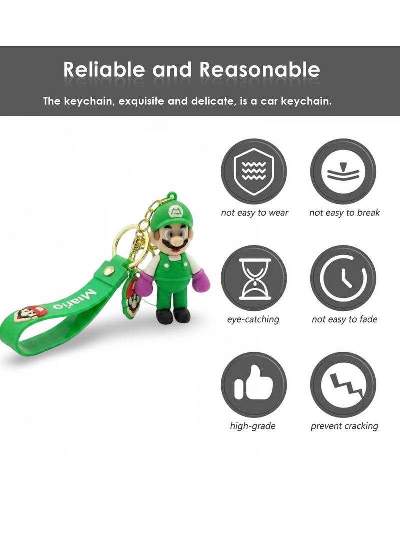 Mario Character PVC Keychain with Silicone Wrist Strap, Cute Cartoon Figure Key Ring, Durable Soft Rubber Key Holder, Mini Bag Charm, Backpack Pendant, Car Key Accessory, Gift for Kids, Teens and Adults, Collectible Decorative Hanging Ornament Toy - Image 3