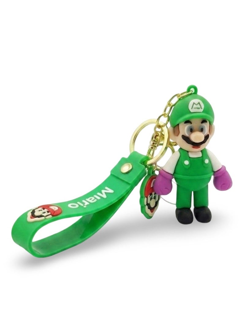 Mario Character PVC Keychain with Silicone Wrist Strap, Cute Cartoon Figure Key Ring, Durable Soft Rubber Key Holder, Mini Bag Charm, Backpack Pendant, Car Key Accessory, Gift for Kids, Teens and Adults, Collectible Decorative Hanging Ornament Toy - Image 1