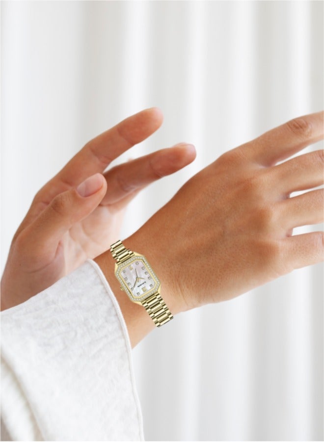 بلاك مون ساعة بلاك مون النسائية الأنيقة مينا بيضاء أنيقة وسوار من الستانلس ستيل مقاومة للماء مثالية للارتداء الكاجوال والرسمي - Image 2