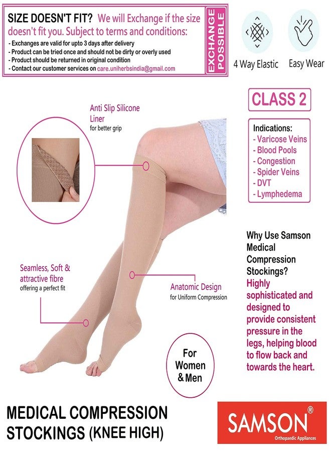 Samson Orthotics Samson Medical Compression Stockings (Class II) (Pair) - For Varicose Veins, Blood Pools, Congestion, Spider Veins, DVT, Lymphedema (For RUNNING, SPORTS, FITNESS) (For Women & Men) [(Style : Knee High) (Size : XXL)] - Image 2