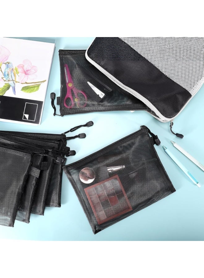 Zipper Nylon Mesh Pouch, Mesh Bags  Pencil Case, Multipurpose Travel Bags  School Office Supplies and Travel Accessories (Black,) 10 Pieces - Image 5