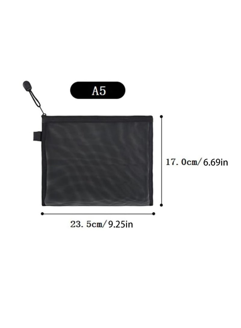 Zipper Nylon Mesh Pouch, Mesh Bags  Pencil Case, Multipurpose Travel Bags  School Office Supplies and Travel Accessories (Black,) 10 Pieces - Image 3