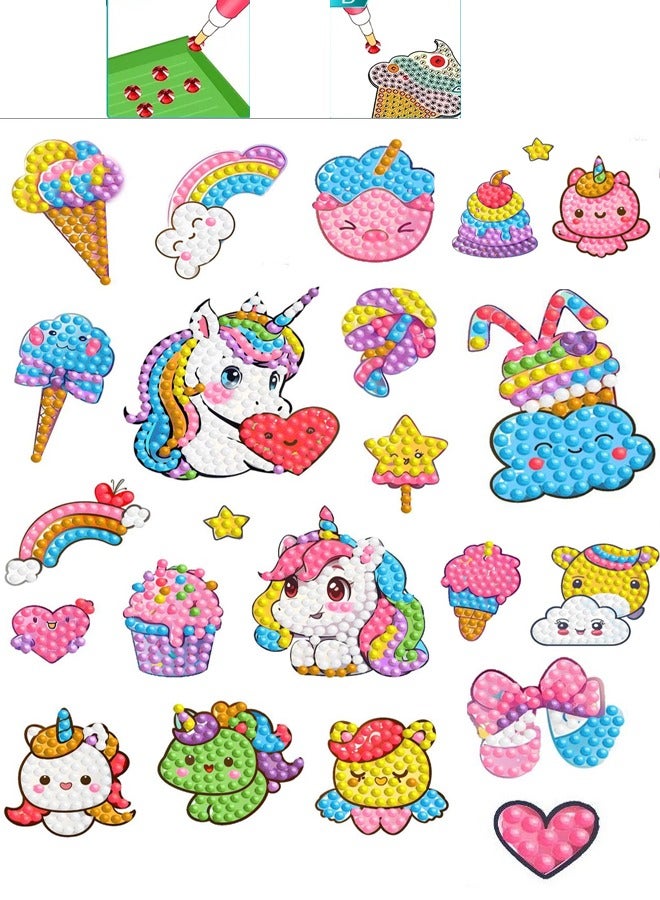 rocooart Unicorn Diamond Painting Kit for Kids, Unicorn DIY Diamond Painting Stickers, Comes with DIY Painting Tools to Create Your Own Magical Stickers, Cute arts and Crafts for Girls Boys - Image 1