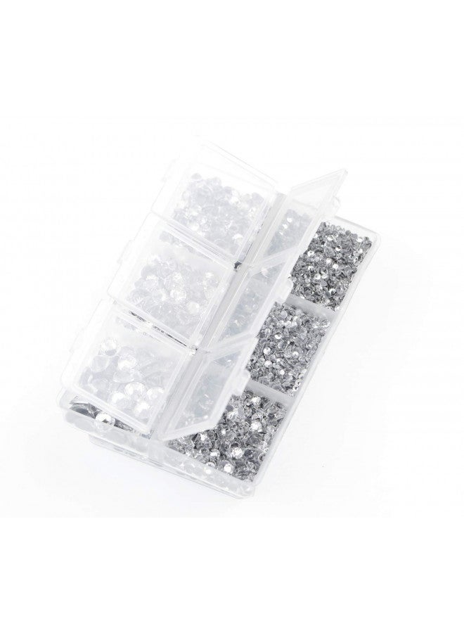 AD Beads 4500 Pieces Hotfix Rhinestones Flat Back 6 Sizes (2-6 mm) Crystal Round Glass Gems with Tweezers and Picking Rhinestones Pen or Crafts Nail Face Art Bags Clothes Shoes DIY (Clear) - Image 2