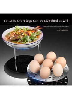 Generic [Shop Selling] Household New 316 Stainless Steel Steamer Multi-purpose High And Low Feet Water Steamer Rack Steaming Egg Grate-Colour:Thickened Steaming Rack [antibacterial + Superimposed Use]-Capacity:Easy To Clean + Adjustable Height [1 Piece] Small Size  - Image 5