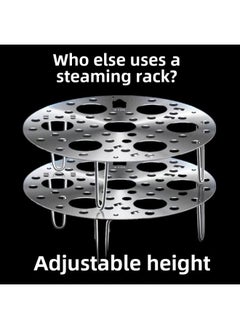 Generic [Shop Selling] Household New 316 Stainless Steel Steamer Multi-purpose High And Low Feet Water Steamer Rack Steaming Egg Grate-Colour:Thickened Steaming Rack [antibacterial + Superimposed Use]-Capacity:Easy To Clean + Adjustable Height [1 Piece] Small Size  - Image 2