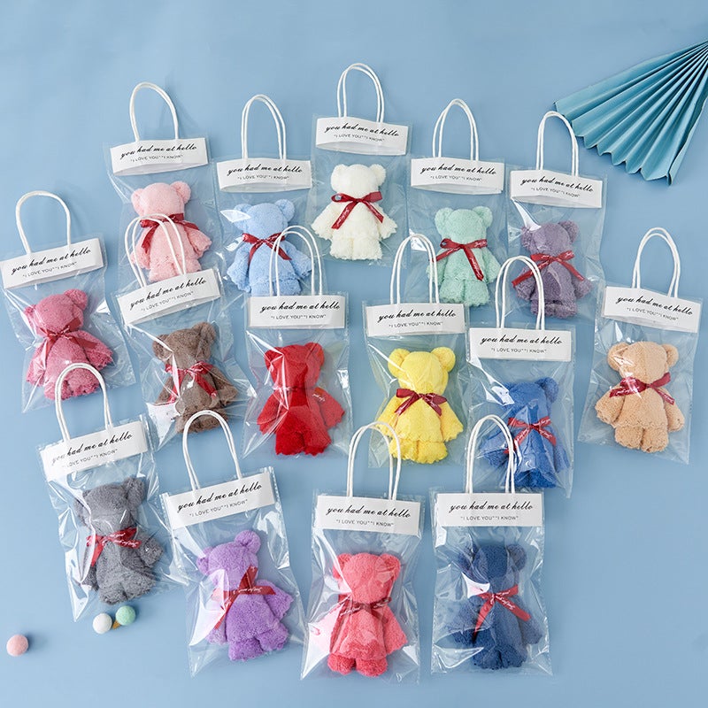 Coral Velvet Bear Towel Souvenir Small Towel Small Gift Towel Bear Handy Gift Wedding Souvenir Towel Baby - Image 2