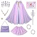 Meland Princess Dress up Clothes for Girl Princess Cape with Kid Crown Toys Birthday Gifts for Toddler Girls 345678 - Image 4