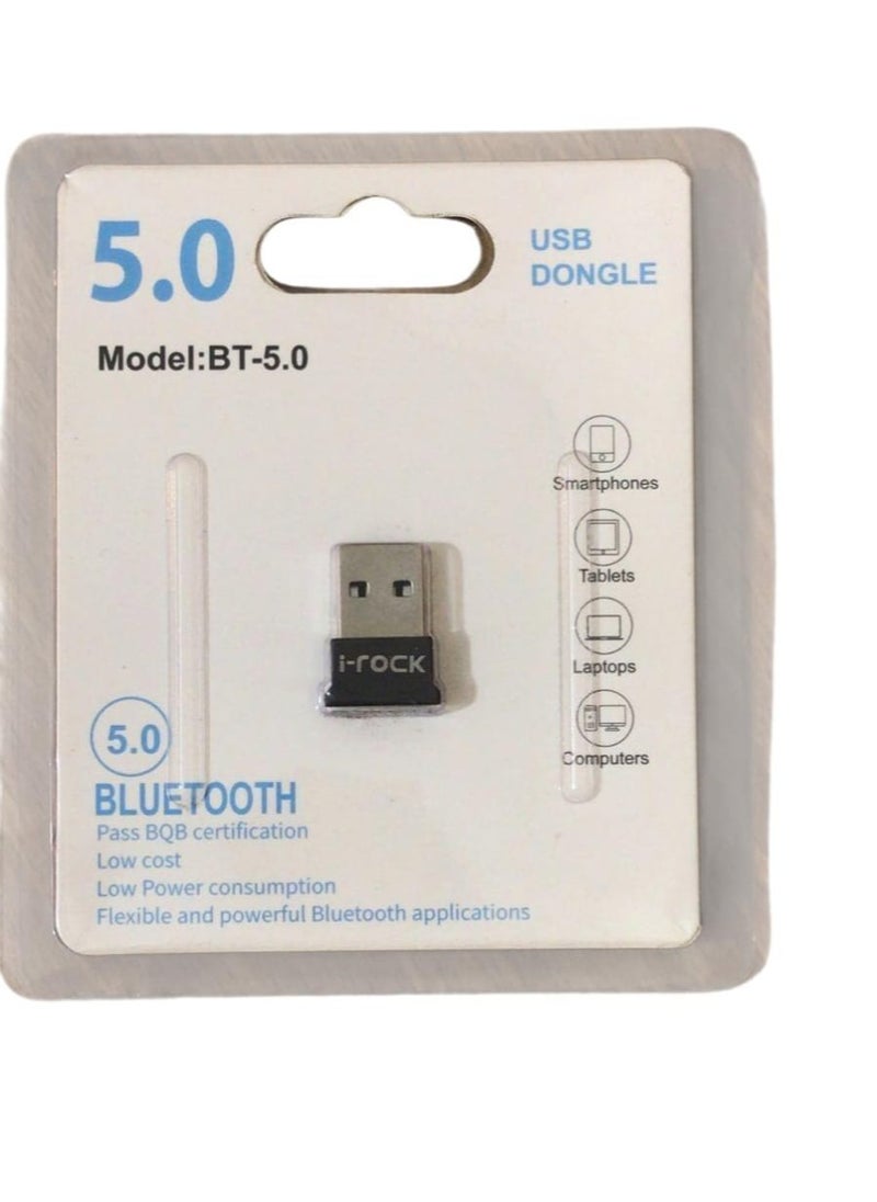 I-Rock USB Bluetooth 5.0 Dongle – Supports Windows 7/8.1/10/XP for PC, Mouse, Keyboard, Printers, Headphones & Speakers  - Image 1
