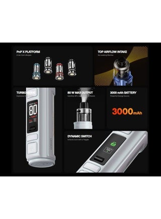 Drag Argus Pro 2 Space Gray Vape Refill Juice Kit Pod System 3 Professional Modes with 5ml Tank An Adjustable Top Airflow 80W 3000mA - view 2