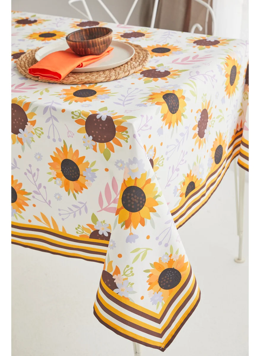 Ays Home Yellow Sunflower Pattern Fabric Dining Table Cloth