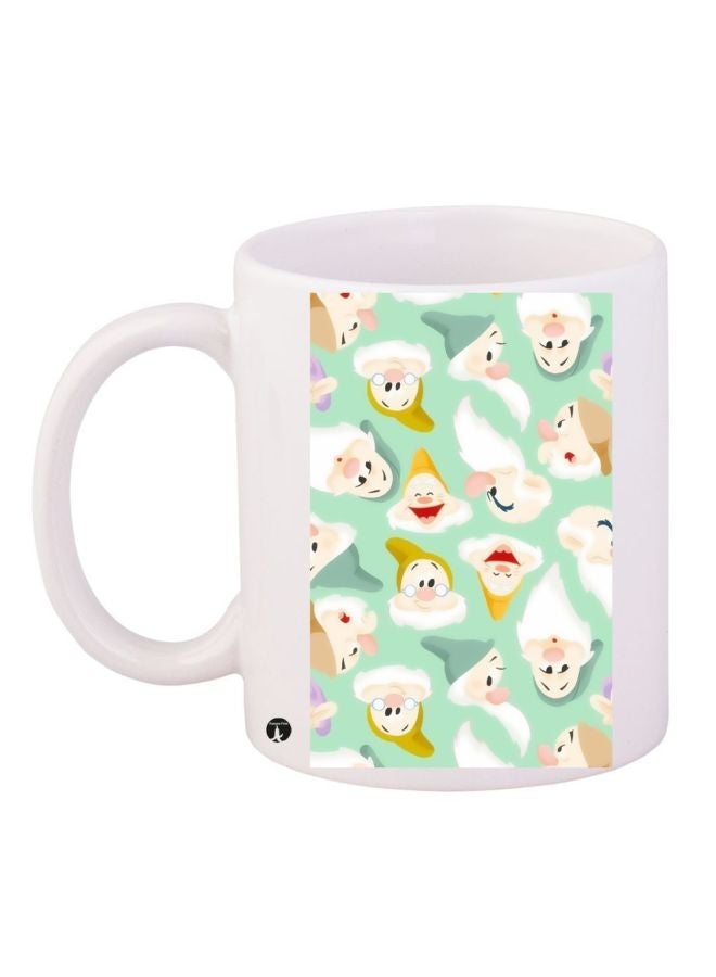 RYN Cartoon Printed Coffee Mug White/Green/Red 11ounce