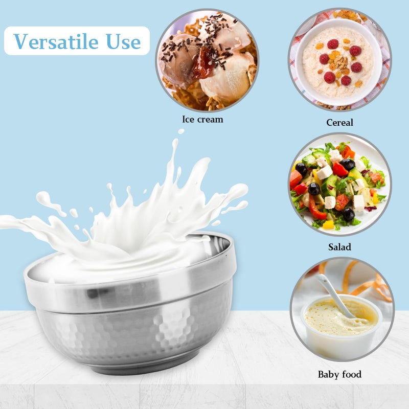ZENFUN 6 Pack 18/8 Stainless Steel Bowls, 17 Oz Soup Bowl Double-walled Insulated Bowls, 5 Inch Snack Cereal Bowl for Rice, Fruit, Salad Ice cream, Food-grade - Image 4