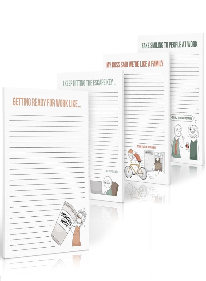 ZICOTO Super Funny Notepads - Hilarious Office Gift for Your Women Coworkers - Set of 4 Office Supplies Memo Pads w/ 4 Assorted Designs, 50 Sheets Each, 4.25" x 5.5" - Image 1