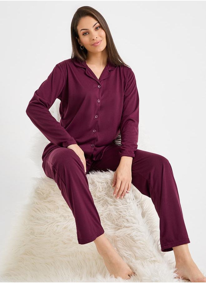 Jersey Button Through Shirt & Pajama Set - pzsku/Z321566B676A53196492AZ/45/_/1710419985/a712f746-97eb-49b4-8f5c-714be9feb3c6