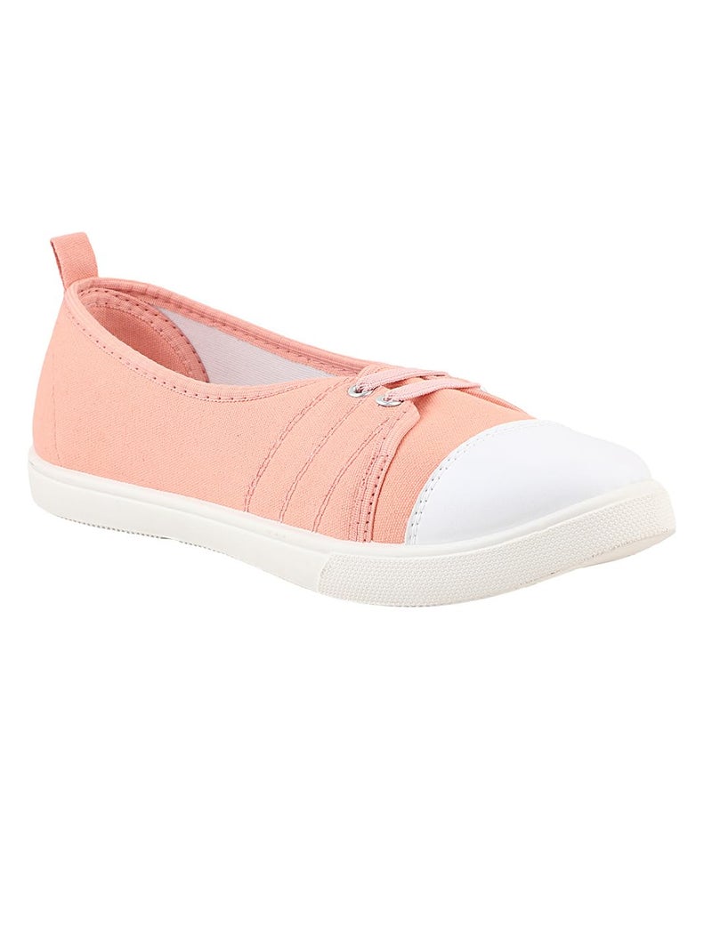 FUEL Comfortable Slip-On Belly Flats Stylish, Lightweight, Canvas Casual Wear Bellies for Women (Peach-5UK) - Image 2