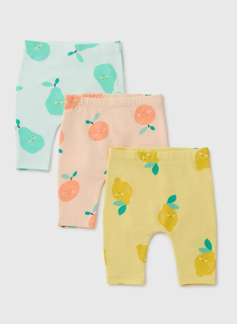 Matalan 3 Pack Baby Multicolour Fruit Leggings